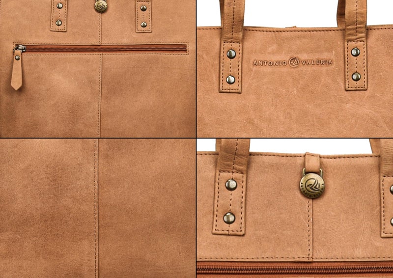 ANTONIO VALERIA Ava, Croco Print Cognac Premium Leather Tote/Top Handle Shoulder Bag for Women - Image 5